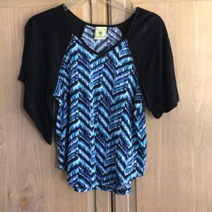 NWOT Blue Butterfly Sleeve Top